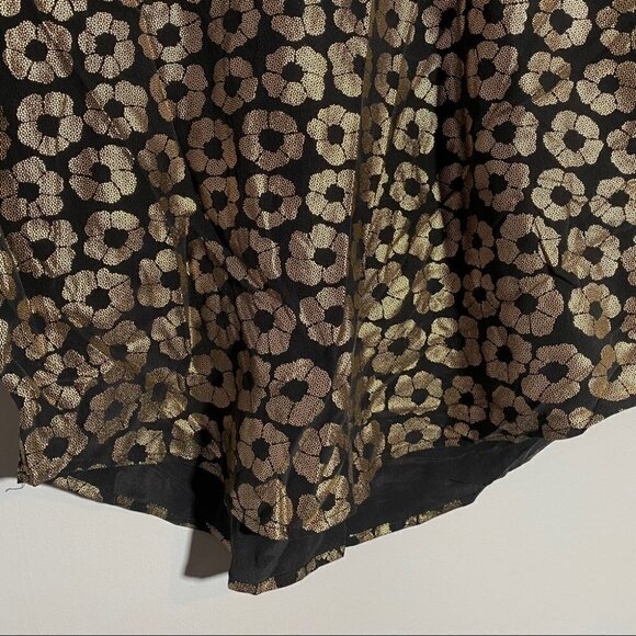 Equipment Gold Floral Silk Short Sleeve Blouse - Picture 3 of 7